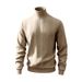 Men's Heavyweight Jacquard High Collar Sweatshirt - Winter Warm Fleece Lined Casual Pullover (White, Black, Khaki, Light Gray, Light Blue_viptrois.com