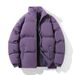Unisex Winter Padded Jacket With Thickened Warm Polyester Filling, Stand Collar, Loose Fit, Side Pockets For Men & Women_viptrois.com