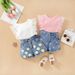 Mother & Kids Foreign trade children's clothing summer girls internet celebrity suit western style girl new mesh lace top embroidered denim shorts_viptrois.com
