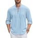Renaissance Shirt Pirate Medieval Viking Top Cotton Linen Shirts Men's Long Sleeve Halloween Costume_viptrois.com