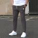 Men's Slim Fit Casual Pants - Solid Color, Nine-Point Design, Leather Label Detail, Comfortable Pocket Trousers_viptrois.com