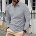 Classic Waffle-Knit Polo Shirt – Long Sleeve Button-Up Collar With Pocket (Khaki/Black/Grey/Wine/Green/White, S-XXXL)_viptrois.com