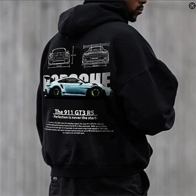Men's Clothing Printed Car Logo Hoodie Streetwear Hoodie - Oversized Pullover With Graphic Print & Comfort Fit_viptrois.com