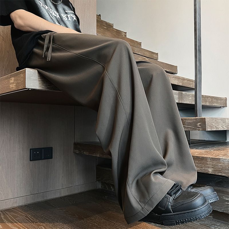 Men's Clothing Pure Cotton Gray Sweatpants Summer Thin Straight Trendy Loose Boys Sports Casual Long Pants_viptrois.com