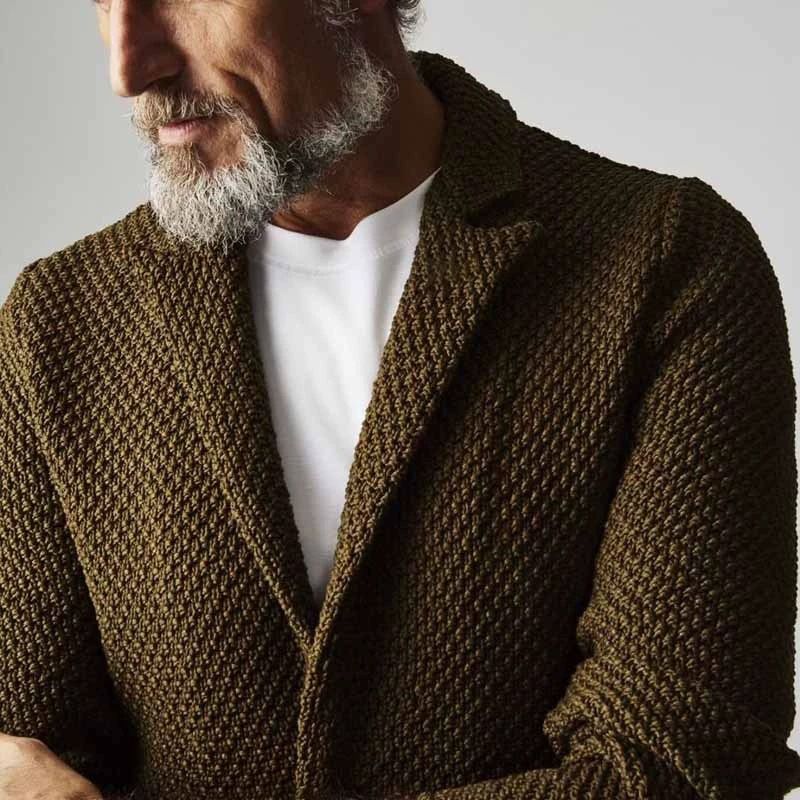 Men's Notch Lapel Knit Blazer – Lightweight Modal Blend Cardigan For Smart Casual & Office Wear_viptrois.com