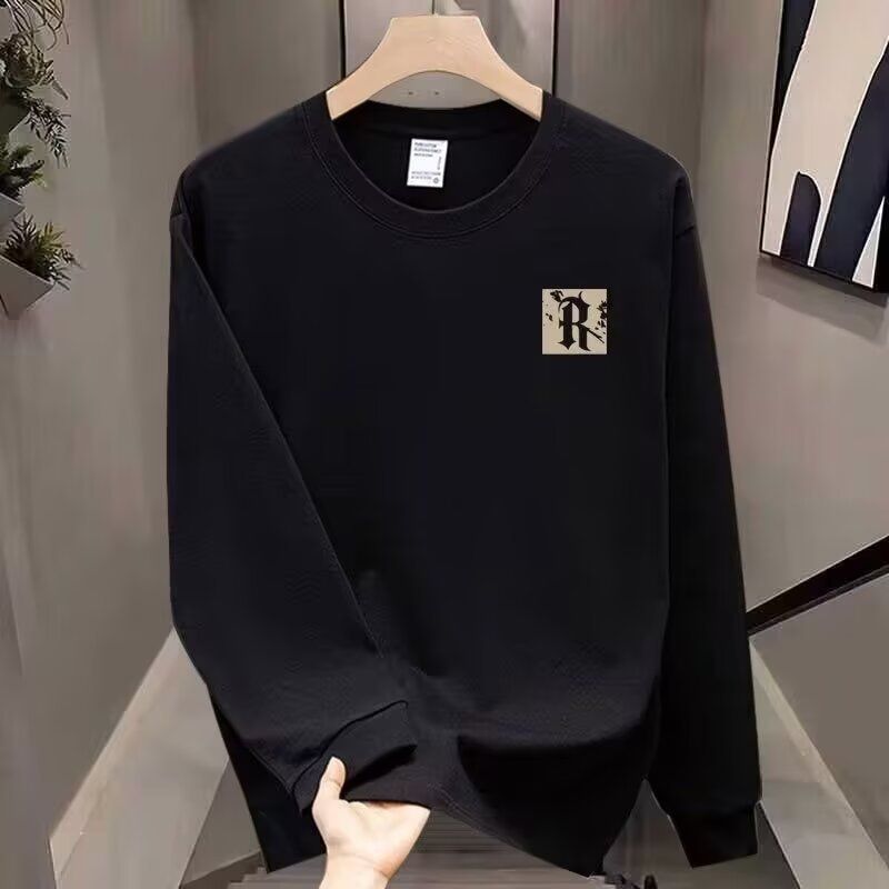 Round Neck Printed Sweatshirt For Men, Loose Fitting Undershirt, Long Sleeved Jacket_viptrois.com