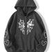 Unisex Spider Web Heart Print Fleece Zip-Up Hoodie – Cozy & Stylish Pullover For Fall/Winter_viptrois.com