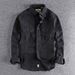 Men's Clothing Workwear Multi Pocket Shirt Jacket Simple Washed Distressed Versatile Long Sleeved Shirt Casual Tops_viptrois.com