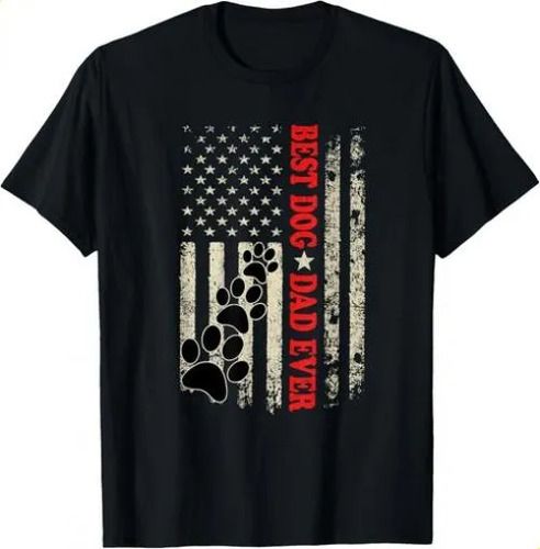T-shirtt-shirtfunny Fathers Day Dog Dad Usa Flag Gift Un_viptrois.com