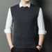 Men's Wool Blend Sleeveless Sweater Vest, Round Neck Pullover Knit Vest For Casual & Business Wear_viptrois.com