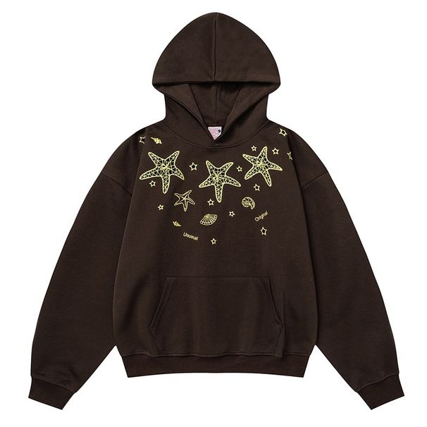 Starfish Print Pullover Hoodie ForMen And Women, New Autumn Loose Fit American Style Casual Sweatshirt_viptrois.com