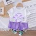 Children's Clothing For Girls Summer 2025 New Korean Version Children's Bow Short Sleeved Shorts Two-piece Set_viptrois.com