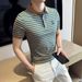 Men's Slim Fit Striped Polo Shirt Short Sleeved Collared Thin Stretchy Cotton T-Shirt TikTok Viral Male Fashion Top_viptrois.com