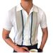 Men's Clothing Business Casual Polo Shirt Thin Lapel Short Sleeved Knitted Cardigan_viptrois.com