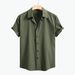 Men's Clothing Spring And Summer New European And American Men's Solid Color Casual Short Sleeve Shirt Cardigan Lapel Fashion Shirt Cross Border Men_viptrois.com