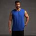 Solid Color Sleeveless T-Shirt Plus Size Sports Vest For Men, Trendy Men's Loose Fit Gym Base Shirt, Tank Top_viptrois.com