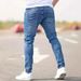 Women's Clothing Men's New Simple Hole Commuter Denim Trousers Slim Fit Slim Feet Trendy Handsome Jeans_viptrois.com