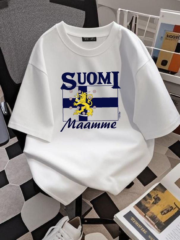 Vintage Finland T Shirt Men's Small White Finnish Flag Suomi Tee Fashion Casual Soft Slightly Stylish Graphic Streetwear Designer Clothes_viptrois.com
