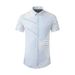 Men's Slim-Fit Short-Sleeve Shirt – Textured Stripe Print, 100% Premium Cotton (Casual & Smart-Casual Versatility)_viptrois.com