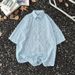 Men's Clothing Summer New Thin Texture High Grade Short Sleeved Shirt Men And Women Neutral Hollow Trend Ice Silk Sun Protection Clothing Jacket_viptrois.com