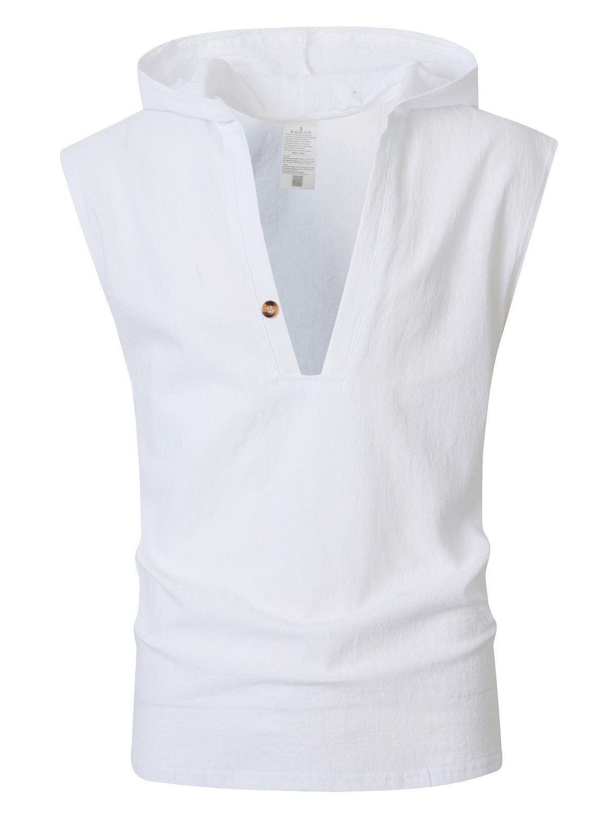 Men's Clothing Men's Sports Casual Linen Drawstring Hooded Sleeveless Vest Beach Top Summer_viptrois.com