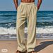 Men's Hawaiian Print Casual Pants - Summer Elastic Waist With Drawstring | Breathable & Comfortable Lightweight Trousers | Multiple Pockets_viptrois.com