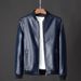 Men’s Slim-Fit PU Leather Jacket – Trendy Stand Collar Biker Coat (M-5XL, Black/Navy/Orange) Spring & Fall Fashion_viptrois.com