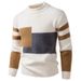Autumn 2026 Fashion Knitwear Pullovers Men Artificial Mink Fluff Half High Collar Color Mixing Long Sleeve Casual Slim Thick Sweater_viptrois.com