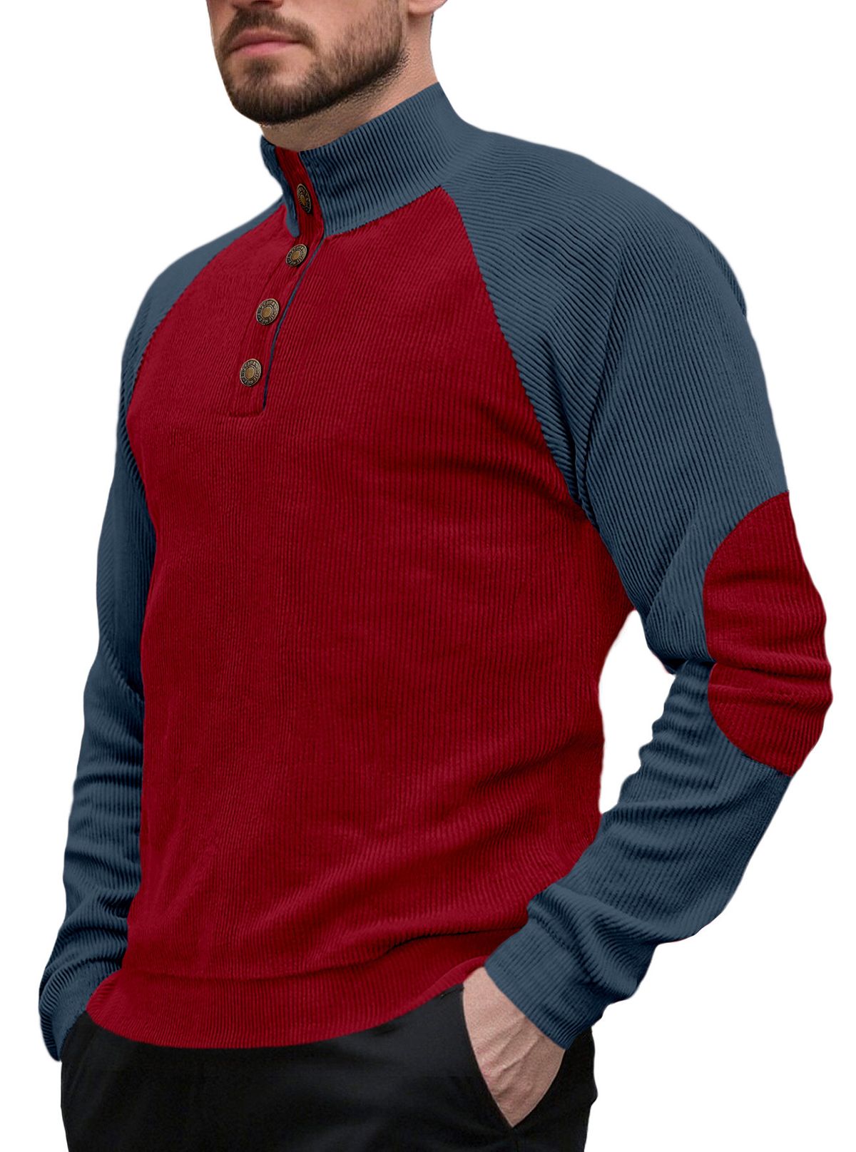The New Men's Outdoor Sleeved Casual Stand-up Collar Loose Corduroy Long-sleeved Sweatshirt Of The 2025 European Code Spring And Autumn Collection_viptrois.com