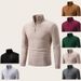 Men's Zip-Up Semi-Turtleneck Sweater Trendy Polyester Knit Pullover For Autumn & Winter_viptrois.com