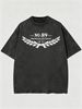 Vintage Washed Double-Sided Print Crown Checkered Flag Crest Laurel Graphic Heavyweight 230g Cotton Men's Street Tee_viptrois.com