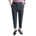 Spring Summer Men's Casual Trousers Slim Fit Cropped Cooling Fabric Bottoms for Men_viptrois.com