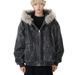 American Tie-dye Big Fur Collar Cotton Jacket 2025 Popular Winter Cotton-padded Clothes Trendy Brand Hooded Thickened Warm Fur Collar Men_viptrois.com