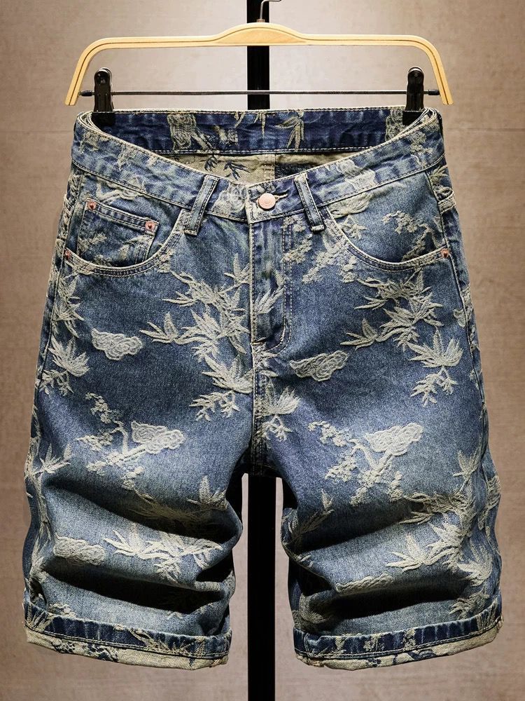 Men's Clothing New Trendy Brand Embroidery Loose Shorts Summer Thin 5 Point Shorts_viptrois.com