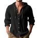 Men's Clothing Men's Solid Color Hooded Shirt Spring Summer Casual Long Sleeve Cotton Linen Top Fashion For Formal & Casual_viptrois.com