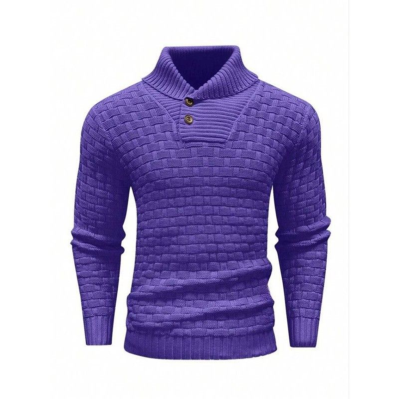 Men's Business Casual Knit Sweater – Stretch Turn-Down Collar Pullover For Office & Layering_viptrois.com