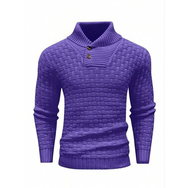Men's Business Casual Knit Sweater – Stretch Turn-Down Collar Pullover For Office & Layering_viptrois.com