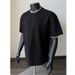 Men's Clothing Cleanfit Men's Patchwork Shoulder Short Sleeve T-Shirt Style Heavyweight Pure Cotton Top Small Collar 5/6 Sleeve_viptrois.com