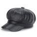 Autumn Winter Beret For Women PU Leher Solid Color Versile Artist Spring Korean Style Internet Celebrity Octagonal_viptrois.com