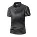 Men's Trendy Striped Shirt Collared Short Sleeved Summer Korean Style Slim Fit Fashionable And Versatile Top_viptrois.com