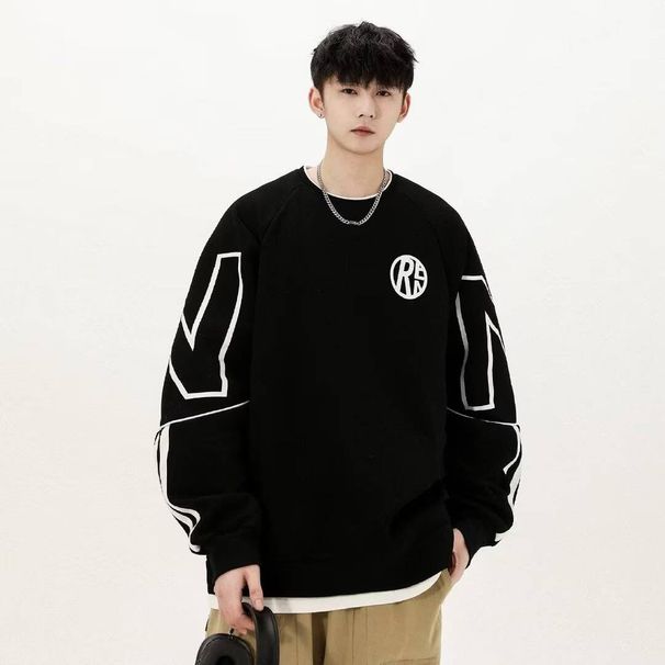 Spring And Autumn New Styles Of Long-sleeved T-shirts, Loose And Stylish Round-neck Top Hoodies For Teenagers_viptrois.com