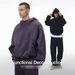 Men's Deconstructed Plush Sweatshirt Set – Eggshell Fleece Hoodie & Scimitar Sweatpants (Dark Purple, Light Gray, Blue-Gray, Black)_viptrois.com
