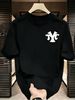 3 Pack Men's Oversized T-Shirts, 100% Cotton Crew Neck Casual Tees, Relaxed Fit Abstract Tribal Logo Basic Tops, Black White Grey_viptrois.com