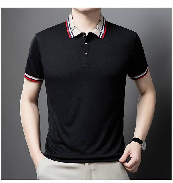 Men's Clothing Golf Preferred Summer Men's New Lapel Short Sleeved Solid Color Letter Printing Slim Fit Fashion Trend_viptrois.com