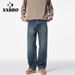 Men's Clothing Retro Cleanfit Straight Leg Jeans Loose Casual Trousers Classic Straight Leg Jeans - Vintage Washed Denim Pants For Cleanfit Style_viptrois.com