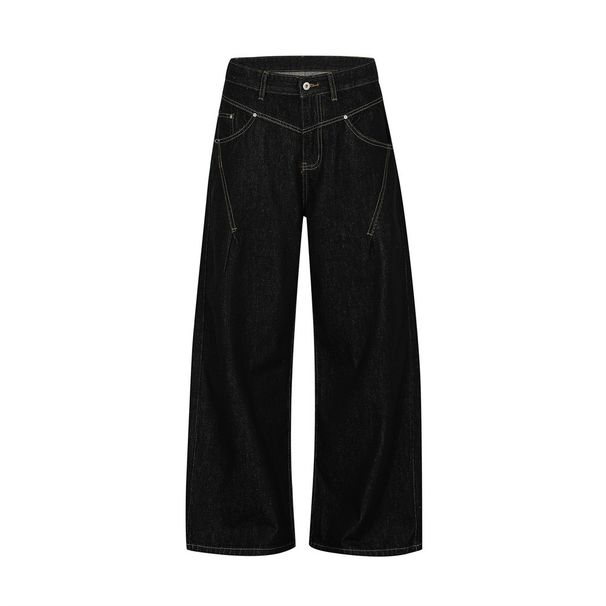 American High Street Denim Casual Men's Trendy Three-Dimensional Deconstructed Stitching Design Sense Pockets Loose_viptrois.com