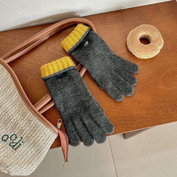 Wool Gloves For Women's Winter New Style: Exposed Touch Screen, Thickened Warm Finger Korean Edition Knitted Gloves,_viptrois.com