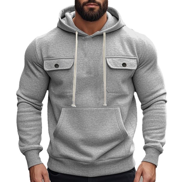 Men's Heavyweight Fleece Hooded Workwear Sweatshirt With Multiple Pockets - Warm & Stylish Outdoor Pullover For Autumn & Winter_viptrois.com