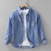 Retro Denim Long Sleeved Shirt, Men's Fashionable Casual Artistic Loose Top Jacket_viptrois.com
