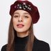 New Autumn Winter Women Woolen Painter Korean Version Versatile Rhinestone Beret Fashion Octagonal Trendy Hat_viptrois.com